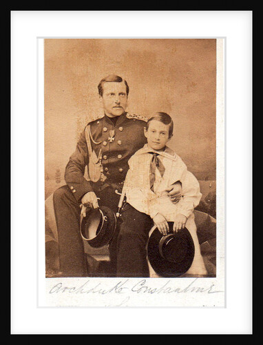 Portrait of Grand Duke Constantin Nikolaevich of Russia with son Nicholas Constantinovich (1850?1918), c. 1858 by Anonymous