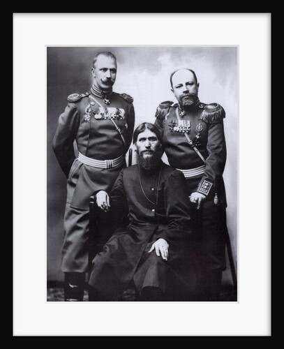 Grigori Rasputin, General Count Mikhail Putyatin (right) and Colonel Dmitriy Lotman, 1904-1905 by Anonymous
