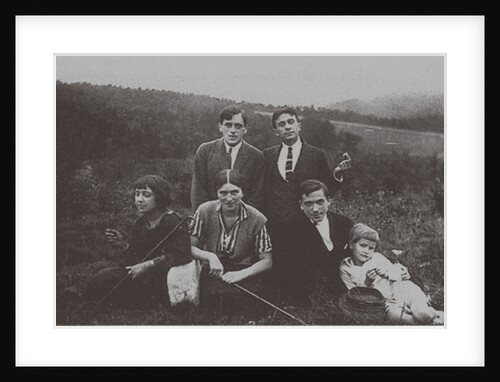 Marina Tsvetaeva and Sergey Efron with Konstantin Rodzevich (Sitting right). Prague, 1923 by Anonymous