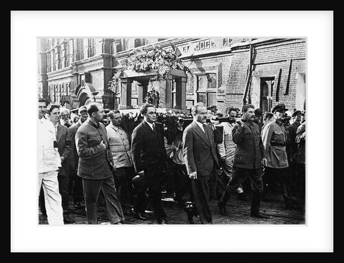 Kaganovich, Zhdanov, Mikhailov, Molotov, Stalin and Yagoda during the funeral ceremony of Maxim Gorky, 1936 by Anonymous