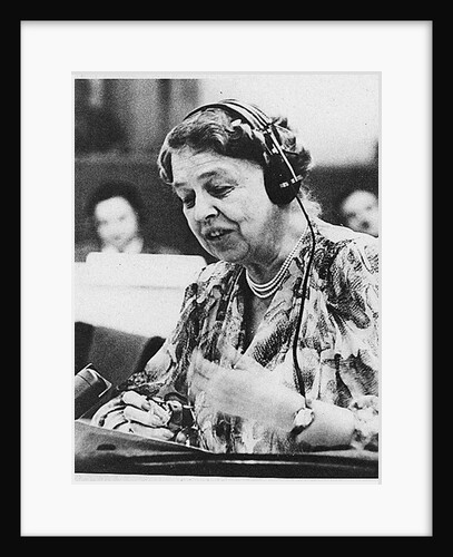 Eleanor Roosevelt speaking at the United Nations in July 1947 by Anonymous