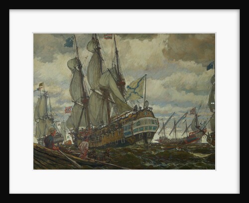 The fleet of Peter I, 1909 by Evgeny Evgenyevich Lanceray