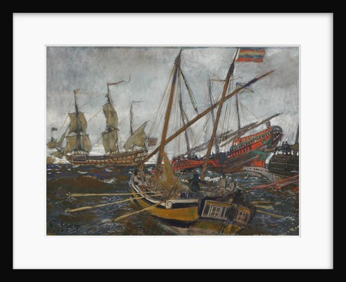 Ships at the Time of Peter I, 1909 by Evgeny Evgenyevich Lanceray