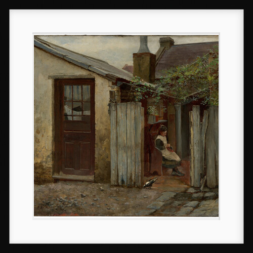 Girl with bird at the King Street bakery, 1886 by Frederick McCubbin