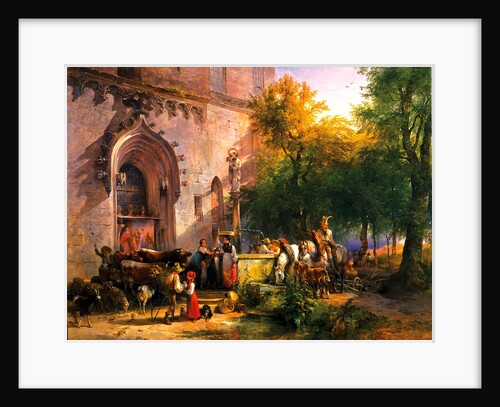 At the Monastery Fountain, 1836 by Friedrich August Matthias Gauermann