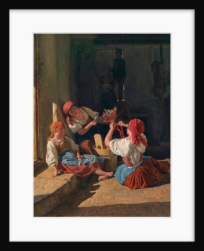 Children decorating a Conscripts hat, 1854 by Ferdinand Georg Waldmüller