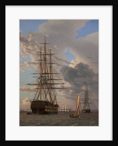 The Russian Ship of the Line Azov and a Frigate at Anchor in the Roads of Elsinore, 1828 by Christoffer-Wilhelm Eckersberg