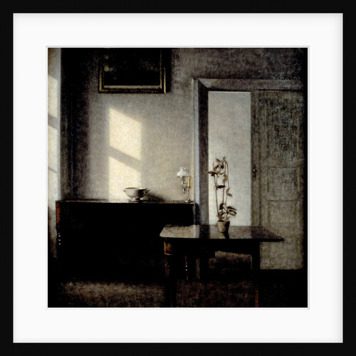 Interior with potted plant on card table, 1910-1911 by Vilhelm Hammershøi