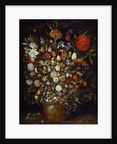 Flowers in a Wooden Vessel, ca 1606 by Jan Brueghel the Elder