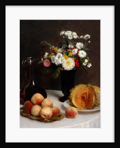 Still Life with Decanter, Flowers and Fruits, 1865 by Henri Fantin-Latour