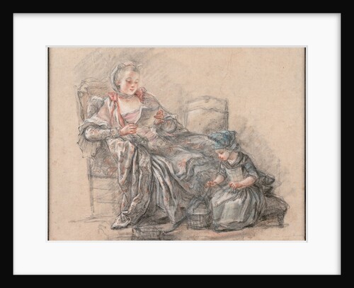 Woman Reading and a Girl Playing by François Guérin