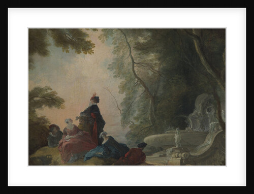 Gallant Party by a Fountain by Jacques de Lajoue