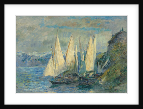 Barques aux grandes voiles sur le lac Léman à Meillerie en Haute-Savoie by Albert Lebourg