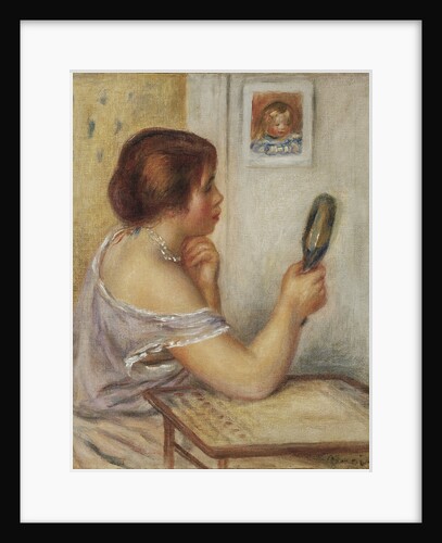 Marie Dupuis tenant un miroir avec un portrait de Coco by Pierre Auguste Renoir
