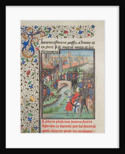 Clash of the army of the barons and the Saracens. Miniature from the Historia by William of Tyre, 1460s by Anonymous