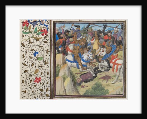 Fight between Christians and Saracens under Saladin. Miniature from the Historia by William of Tyre, 1460s by Anonymous