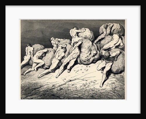 The hoarders and wasters. Illustration to the Divine Comedy by Dante Alighieri, 1857 by Gustave Doré