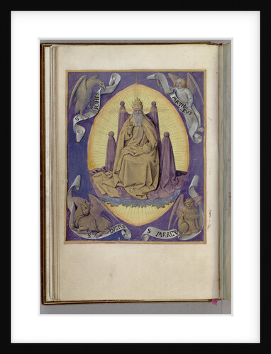 God the Father with symbols of the four Evangelists in the corners. (Book of Hours), 1450-1499 by Jean Fouquet
