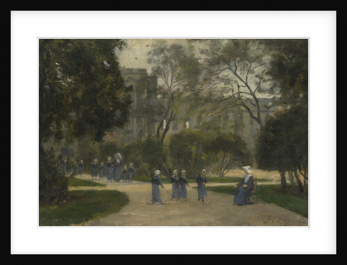 Nuns and Schoolgirls in the Tuileries Gardens, Paris, 1870s-1880s by Stanislas Lepine
