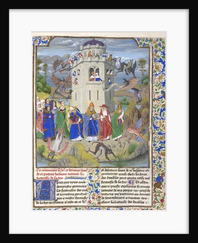 Fortress of Faith (Miniature of the Saints Gregory, Augustine, Jerome, and Ambrose fighting demons), Late 15th cen by Loyset Liédet