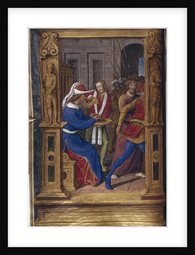 Pilate washes his hands (from Lettres bâtardes), ca 1490-1510 by Jean Poyet