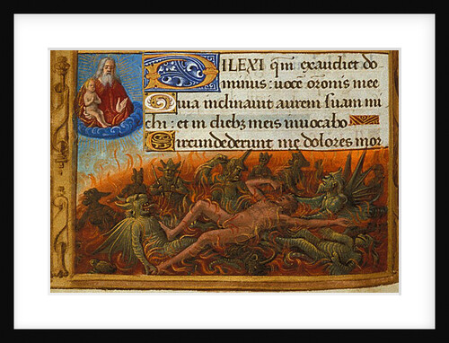 Book of Hours, Detail: Dives tormented by demons and watched by the soul of Lazarus, c. 1500 by Jean Poyet