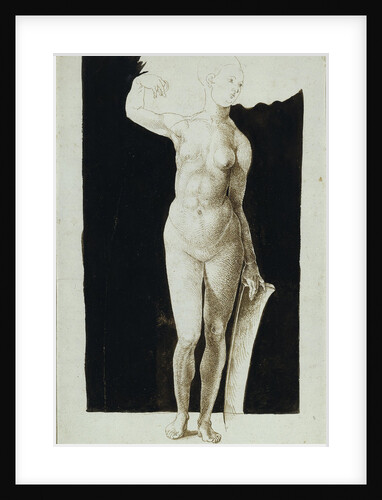 Proportion study of female nude with a shield, 1500 by Albrecht Dürer