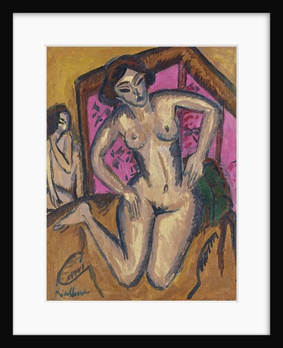 Kneeling Nude in front of Red Screen, ca 1911-1912 by Ernst Ludwig Kirchner