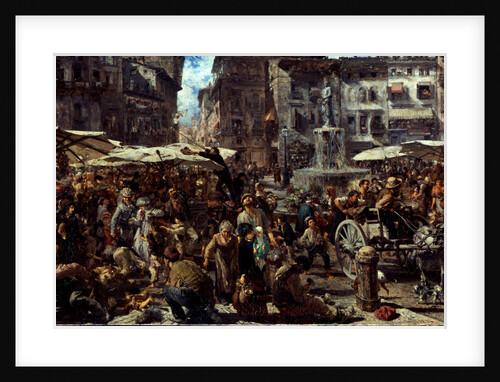 Piazza d?Erbe in Verona, 1884 by Adolph Friedrich von Menzel