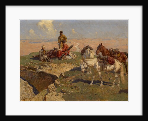 Caucasian Riders at Rest, 1917 by Franz Roubaud