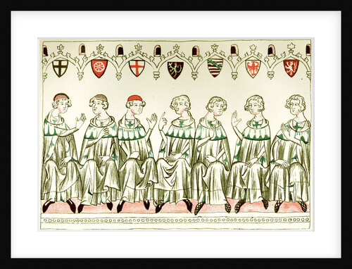 Seven Prince Electors voting for Henry VII, Holy Roman Emperor (Copy of a miniature from the Balduineum), 1341 by Anonymous