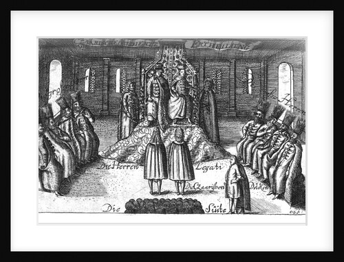 Audience with Ivan V, Peter I and Sophia Alekseyevna (from Georg Adam Schleissing Derer beyden Czaaren in Reussland...), 1693 by Anonymous