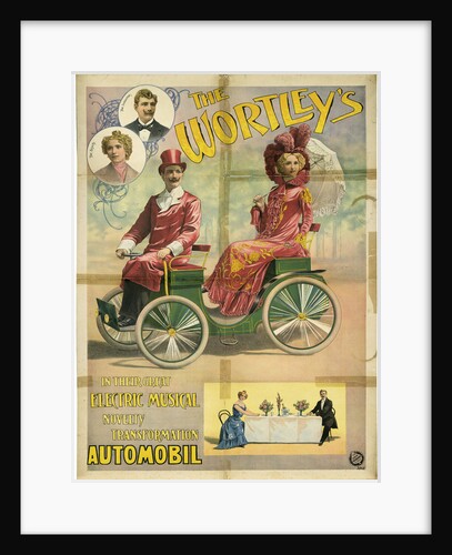 The Wortleys in their great electric musical novelty transformation Automobil, 1896 by Adolph Friedländer