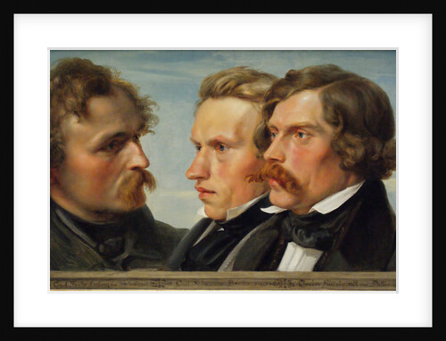 Young Düsseldorf. Group portrait of the painters Karl Friedrich Lessing, Carl Ferdinand Sohn and Theodor Hildebrandt, 1839 by Julius Huebner