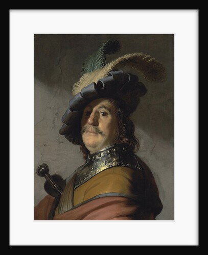 A man in a gorget and cap by Rembrandt van Rhijn