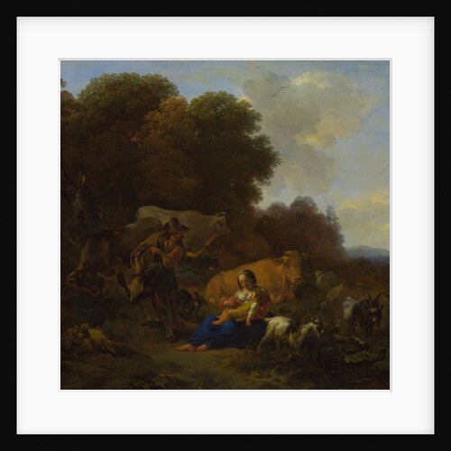 A Peasant playing a Hurdy-Gurdy to a Woman and Child, 1658 by Nicolaes Pietersz Berchem the Elder