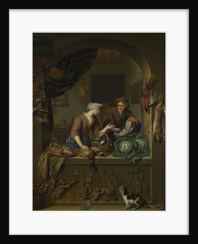 A Woman and a Fish-pedlar in a Kitchen, 1713 by Willem van Mieris