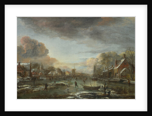 A Frozen River by a Town at Evening, ca 1665 by Aert van der Neer