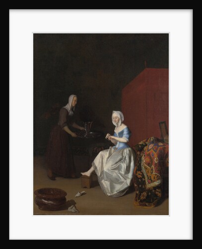 A Young Lady trimming her Fingernails, attended by a Maidservant, c. 1670 by Jacob Lucasz. Ochtervelt