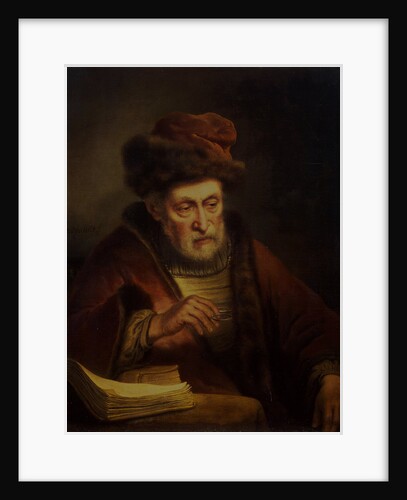 Old Man holding a Pair of Spectacles by Karel van der Pluym