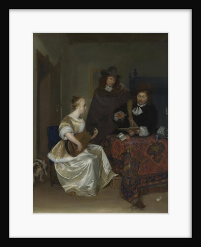 A Woman playing a Theorbo to Two Men, ca 1668 by Gerard Ter Borch the Younger
