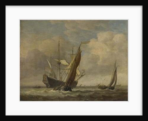 Two Small Vessels and a Dutch Man-of-War in a Breeze, c. 1660 by Willem van de Velde the Younger