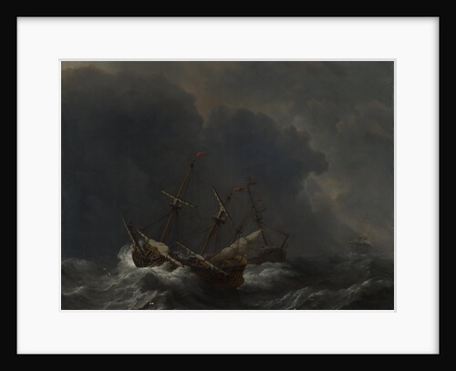 Three Ships in a Gale, 1673 by Willem van de Velde the Younger
