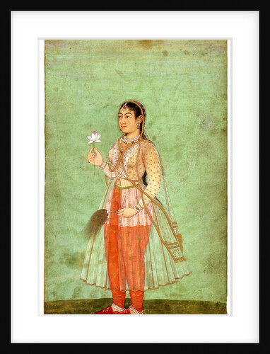 A Lady with Flower and Fly Whisk, c.1630 by Indian Art