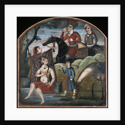 Khusraw Discovers Shirin Bathing. (From Pictorial Cycle of Eight Poetic Subjects), Mid of the 18th cen by Iranian master