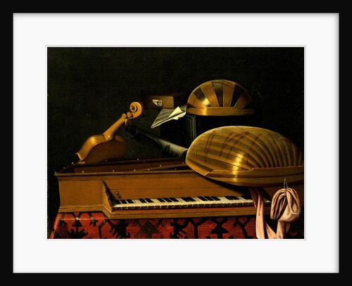 Still Life with Musical Instruments and Books, Mid of 17th cen by Bartolomeo Bettera