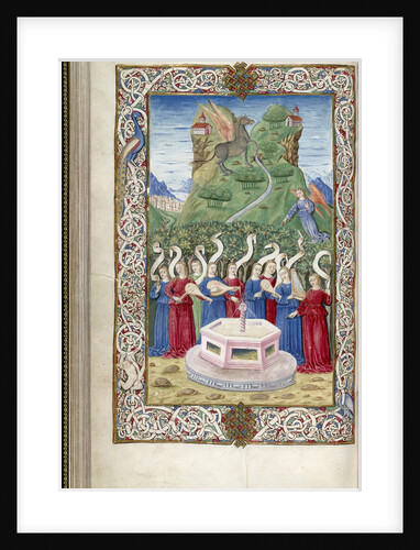 The nine Muses with Pegasus and Mount Helicon (From Argumentum by Guarinus Veronensis), 1485-1499 by Anonymous