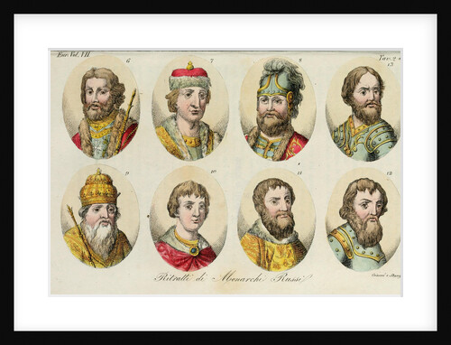 6. Yaroslav 7. Sviatoslav II 8. Sviatopolk 9. Vladimir Monomakh 10. Yuri I 11. Ivan II 12. Dmitry Donskoy 13. Ivan III, 1831 by Luigi Giarrè