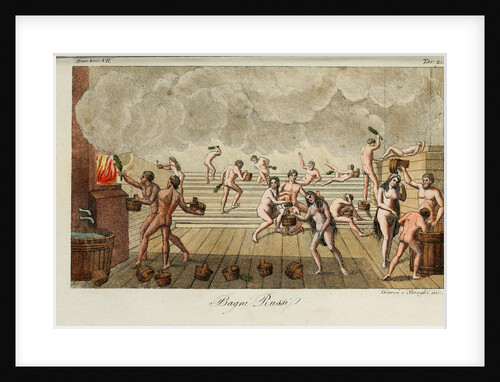 Russian bath. Illustration from Il costume antico e moderno o storia del governo? by Giulio Ferrario, 1831 by Luigi Giarrè