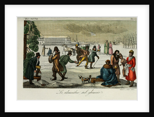 Skating rink. Illustration from Il costume antico e moderno o storia del governo? by Giulio Ferrario, 1831 by Luigi Giarrè